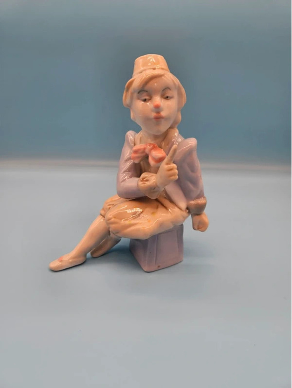 Vintage Porcelain Clown Performer Figurine